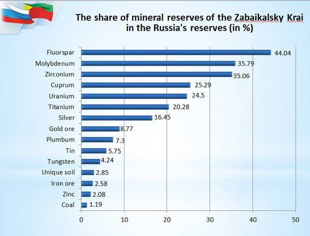 자료 : 자바이칼 지방 자연자원부 발표자료 / 자바이칼 지역의 광물 매장량